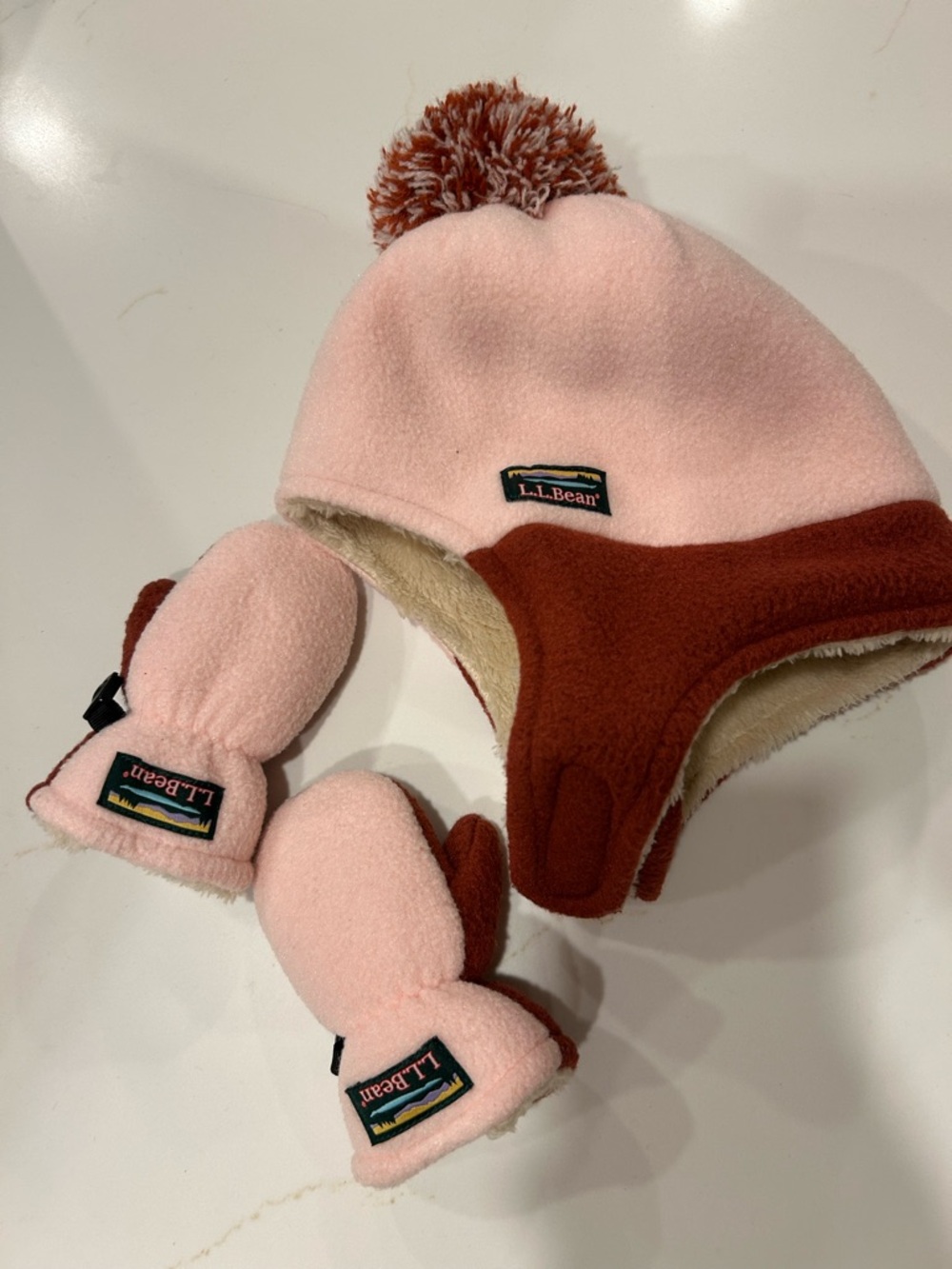 LL Bean hat and mittens